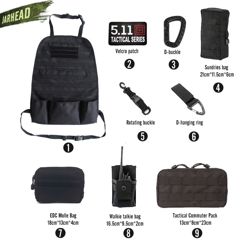 Universal Tactical MOLLE Car Seat Back Organizer military MOLLE Panel Vehicle Seat Cover Protector Kit Mat Black