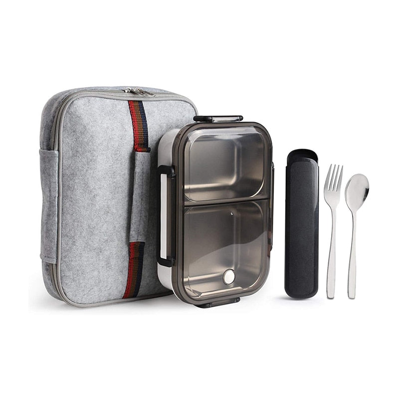 Eco friendly Leakproof Bento Lunch Box Removable Stainless Steel Bento Lunch Box 2-Compartment Portion Control Food Container