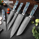 Juego de cuchillos de acero de Damasco XITUO, 1-5 uds., herramientas de cocina, cuchillo de Chef, cuchillos japoneses Santoku, cuchillo para deshuesar, mango de concha exquisito nuevo