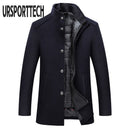 Winter Warm Wool Blend Coat Men Thick Overcoats Topcoat Mens Single Breasted Jackets And Coats With Adjustable Vest Men&
