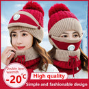 2020 New 3 Pieces Set Women's Knitted Hat Scarf Caps Neck Warmer Winter Hat For Ladies Girls Skullies Beanies Warm Fleece Caps