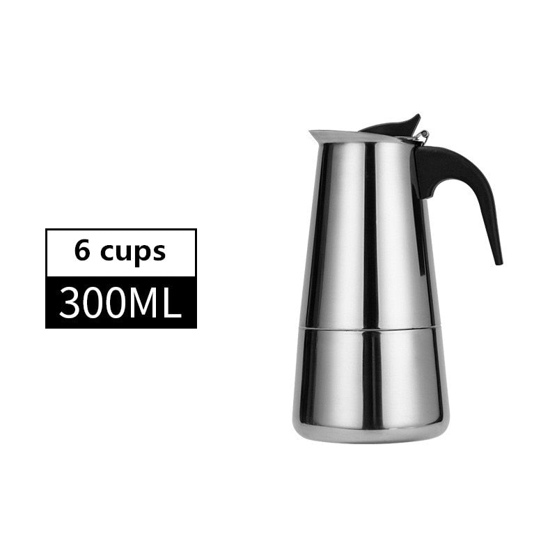 600 ml große Kapazität Edelstahl 304 Mokkakanne Kaffeemaschine Herdplatte Espressomaschine Mixpresso Kaffee 2–12 Tassen