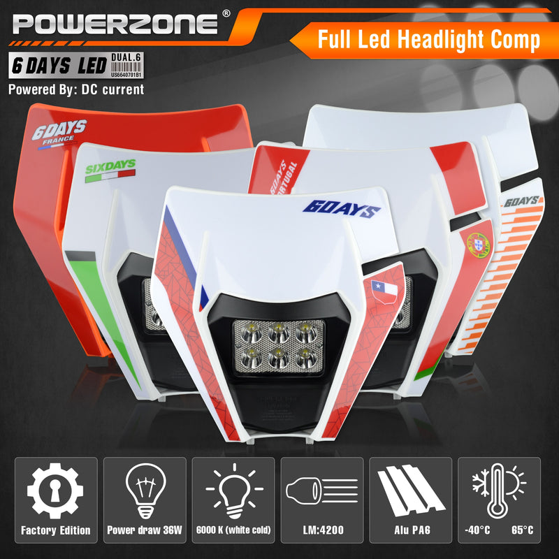 PowerZone Motorrad LED Scheinwerfer Scheinwerfer Scheinwerfer Supermoto Verkleidung für KTM EXC SXF MX Dirt Bike Enduro LED Scheinwerfer