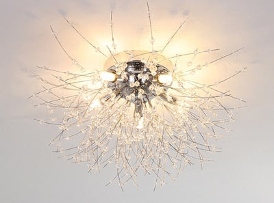 Crystal snowflake chandelier For Living Room Kitchen Rectangle Globe Dandelion chandelier Nordic Decor round led ceiling lamp