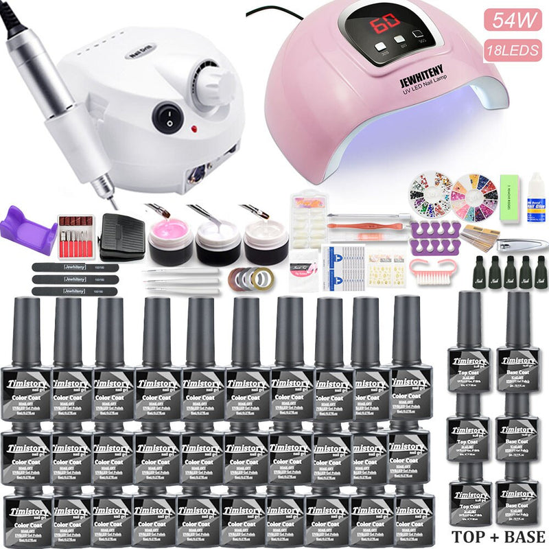 Manicure Set With UV Led Nail Lamp 120W/54W Nail Set 30/20 Colors Gel Nail Polish Kit Sets Tools Set With Nail Drill Machine