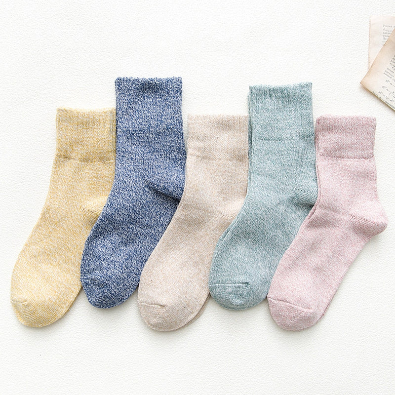 HSS Brand 5 Pairs High Quality Women Winter Socks Vintage Patchwork Rabbit Wool Sock Thicken Warm Thermal Cotton Socks