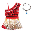 2020 Princess Moana Cosplay Costume for Children Vaiana dress Costume with Necklace for Halloween Costumes for Kids Girls Gifts