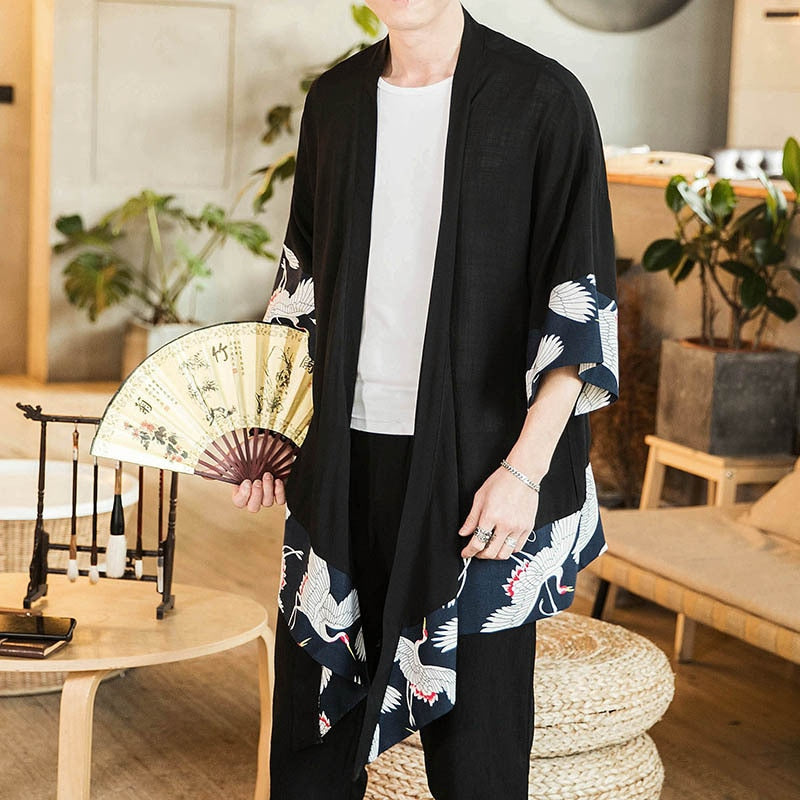 Japanese Kimono Traditional Pants Men Asian Clothing Bath Pant Casual Loose Male Japan Style Yukata Trousers Linen Cropped Pants