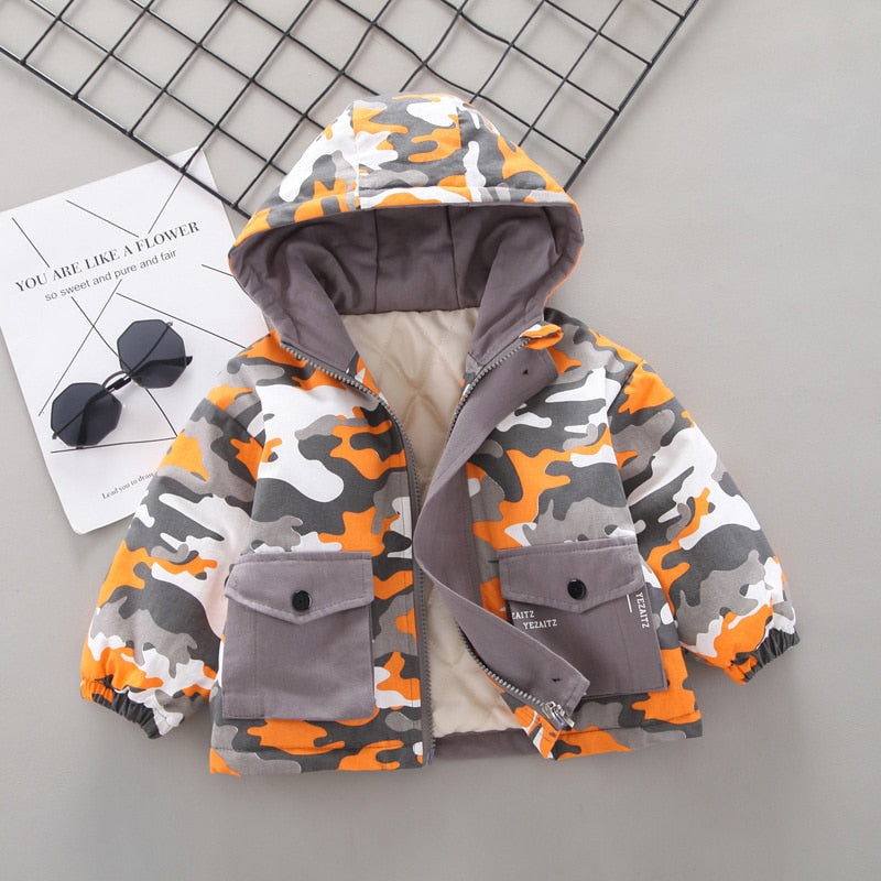 New Winter Children Thicken Clothes Baby Boys Girls Cotton Hooded Jacket Autumn Kids Toddler Fashion Coat Infant Casual Costume