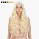FREEDOM Synthetic Lace Wigs Long Natural Wave 30inch Omber Blue Rainbow Color Pink Hair Wigs Heat Resistant Fiber Cosplay Wigs