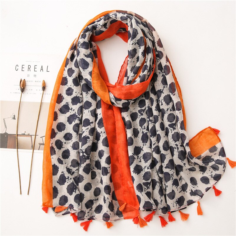 2020 fashion spring summer geometry printing cotton scarf with tassel fashion wraps shawls sunscreen beach hijabs wholesale