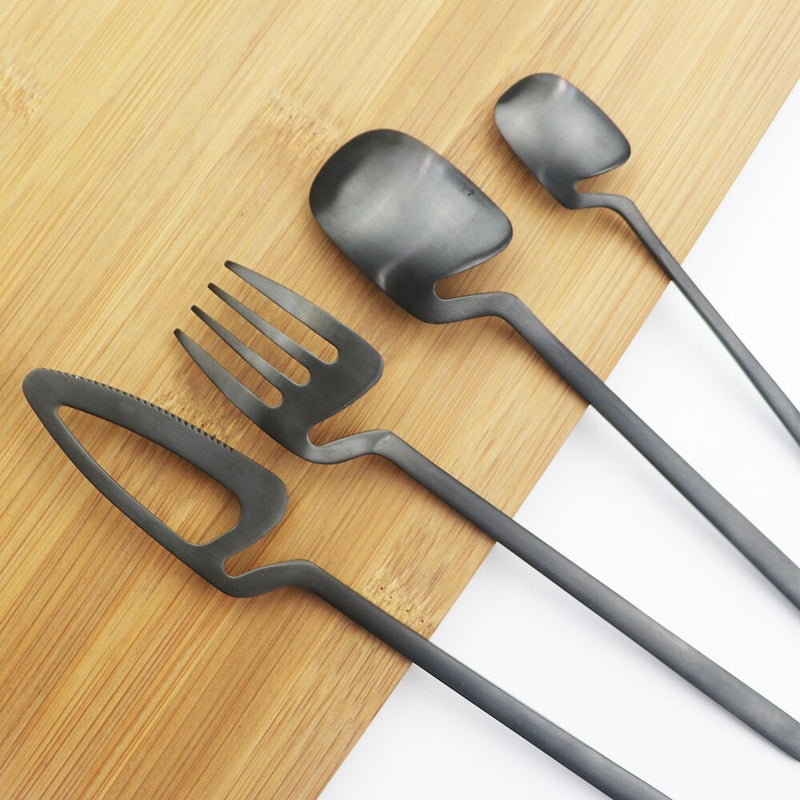 4 Colorful Matte Cutlery Set Knife Fork Spoon Dinnerware Flatware Set 18/10 Stainless Steel Tableware Set Kitchen Silverware Set