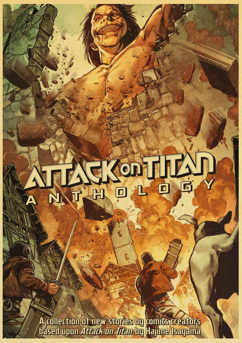 Janpnese Anime Attack on Titan Retro-Poster Kraftpapier und hochwertige Drucke Home Room Bar Wall Decor Poster Art Painting