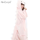Flannel Dinosaur Kigurumi Pajama Women Male Winter Homewear Girl Onesie Flannel Animal Cosplay Costume Party Jumpsuit Adult Warm