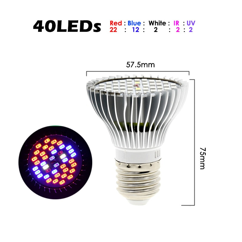 Luz LED de cultivo 150Leds 200Leds Full Spectrum Sunlike E27 Bombilla LED de crecimiento para hidroponía de interior Flores Plantas Lámpara de crecimiento LED