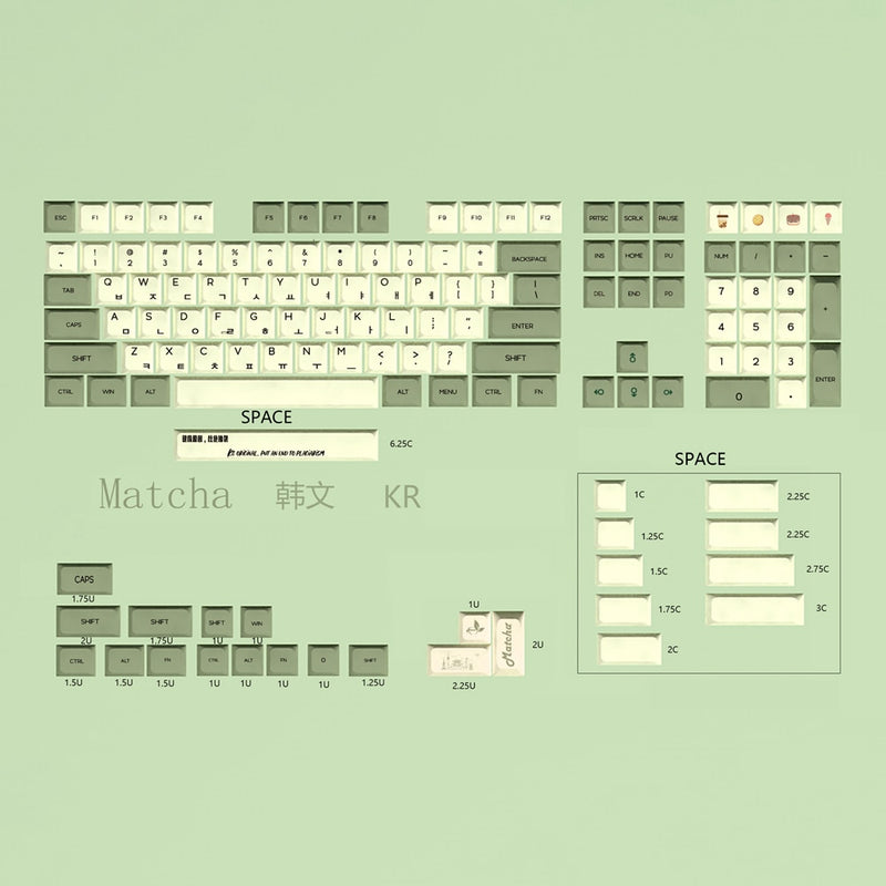 XDA V2 matcha green tea Dye Sub Keycap Set thick PBT for keyboard gh60 poker 87 tkl 104 ansi xd64 bm60 xd68 xd84 xd96 Japanese