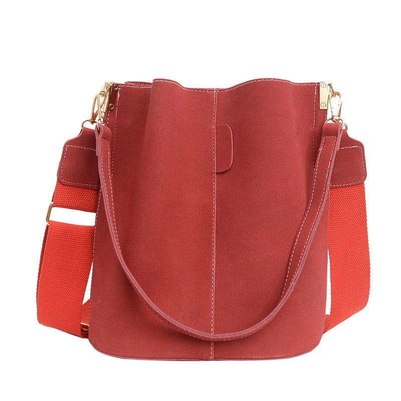 Ansloth Retro High Capacity Bucket Bags Nubuck Leather Shoulder Bag For Women Design Brand Bag Luxury Lady Crossbody Bag HPS1081