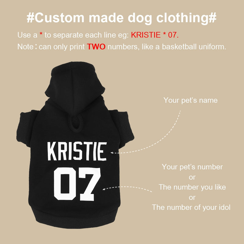 XS-6XL Personalized Dog Pet Clothes Winter French Bulldog Chihuahua Clothes Custom Name No. Hoodies for Small Medium Large Dogs