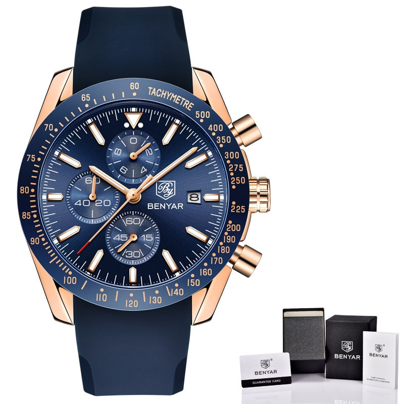 BENYAR 2021 nuevo reloj para hombre, reloj de pulsera deportivo resistente al agua informal de lujo de marca superior de cuarzo de acero completo para hombre, reloj Masculino