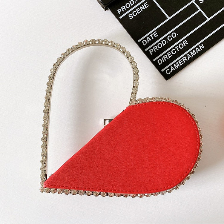 Luxury Heart-shaped Diamond Leather Women Party Clutch Bag Purses and Handbags Evening Bag Female 2020 Designer Bags Wedding Bag