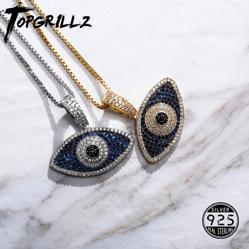 TOPGRILLZ 925 Sterling Silver Pendant Iced Cubic Zirconia Glasses Pendant Hip Hop Fashion Jewelry For Women