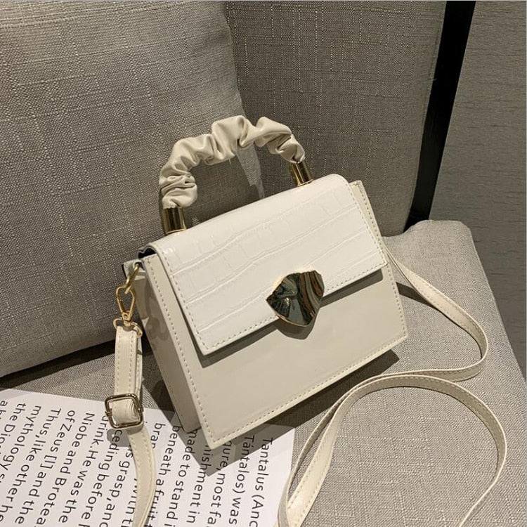 Fashion Small Handbag Designer PU Leather Shoulder Bags for Women Stone Pattern Crossbody Bags Solid Flap Women Bag