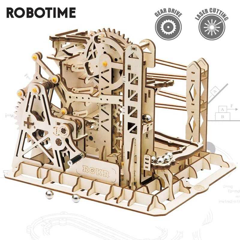 Robotime Rokr 4 Arten Murmelbahn DIY Wasserrad Holzmodell Baustein Kits Montage Spielzeug Geschenk für Kinder Erwachsene Dropship