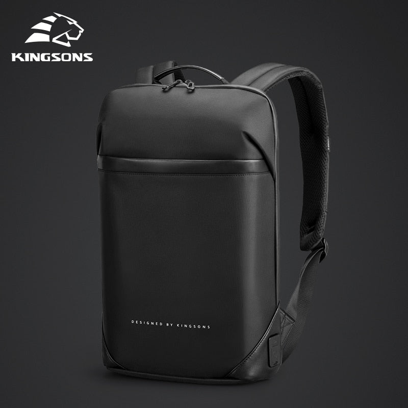 Mochila Kingsons delgada para ordenador portátil para hombre, Mochila de trabajo de oficina de 15,6 pulgadas para hombre, Mochila de negocios, Mochila ultraligera negra Unisex, Mochila fina