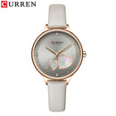 CURREN Watches Women Fashion Leather Quartz Wristwatch Charming Rhinestone Female Clock Zegarki Damskie