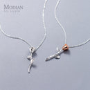 Modian Romantische 925 Sterling Silber Rosenblüten-Muster kurze Halskette für Damen Roségold Farbe Anhänger Luxuriöser Edelschmuck