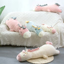 70-120cm Long Sleeping Unicorn Plush Toy Pillow Stuffed Animal Unicornio Throw Pillow Home Decor Gift for Girl School Nap Pillow