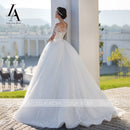 Fashion Appliques Lace Wedding Dress Beaded Long Sleeve Illusion Ball Gown Vestido De Novia Princess LelaAcra S102 Bridal Gown