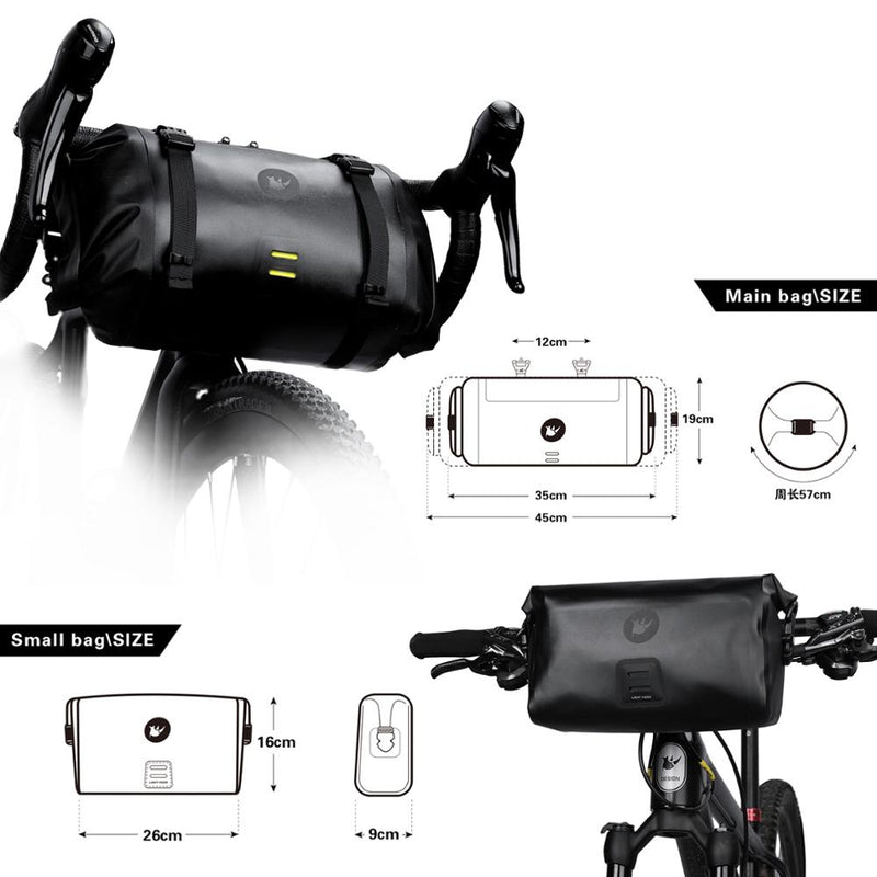 Bolsa de manillar Rhinowalk 2021, bolsa de bicicleta impermeable de gran capacidad, bolsa de ciclismo de tubo frontal de 2 piezas, marco de MTB, accesorios de bicicleta