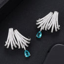 GODKI Luxury DOUBLE CLAWS STUD Earrings Trendy Cubic Zircon Indian gold earrings for women Wedding Engagement Party JEWELRY GIFT