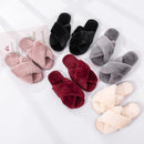 Winter Women House Slippers Cross Faux Fur Ins Fashion Warm Shoes New Indoor Warm Cotton Slippers Thickened Leak-Toe Fur Slides