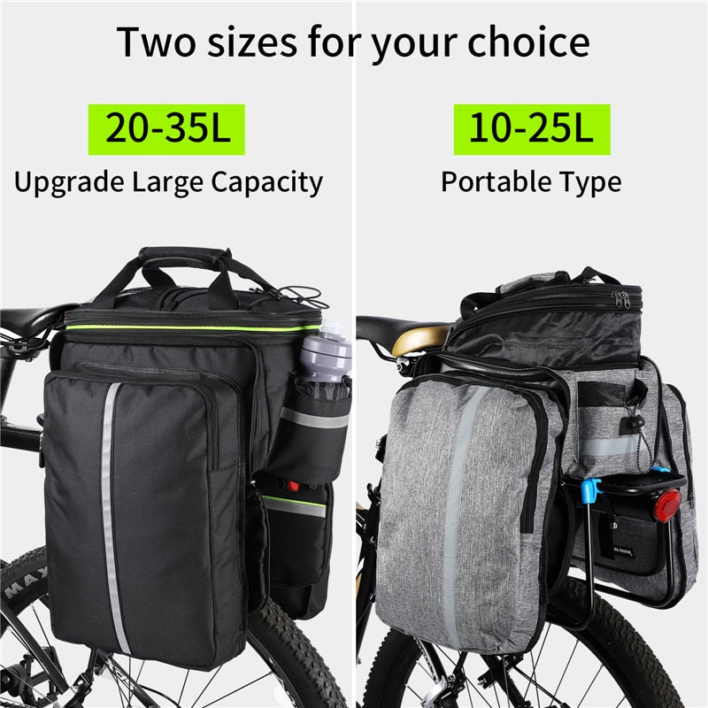 Bolsa impermeable para sillín de bicicleta, reflectante, 20L, gran capacidad, trasera, 3 en 1, bolsa para maletero, portaequipajes de montaña y carretera, bolsas para bicicleta