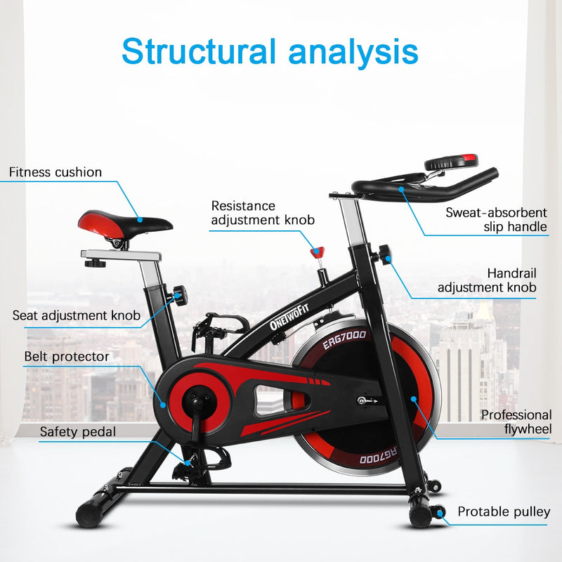 OneTwoFit Static Bike Exercise Bike Apartment Spinning Bicycle Cardio Static Pedals Home Trainer Bike Fitness Equipment 120KG