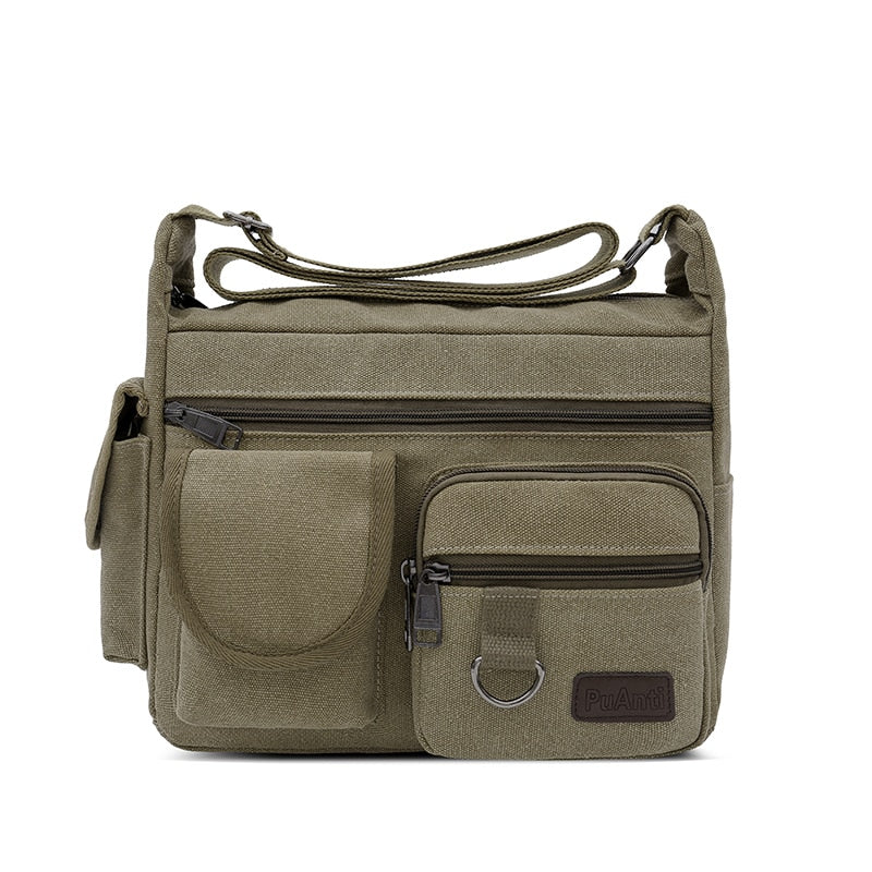 Bolso bandolera de lona para hombre, bandolera encerada resistente al agua Vintage, maletín, bolso de hombro acolchado para bolso de mano masculino