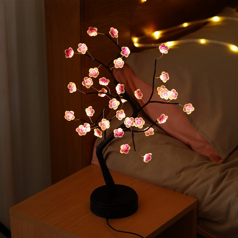 LED Kupferdraht Nachtlicht Baum Lichterkette Heimtextilien Nachtlampe USB batteriebetrieben für Schlafzimmer Nachttischlampe
