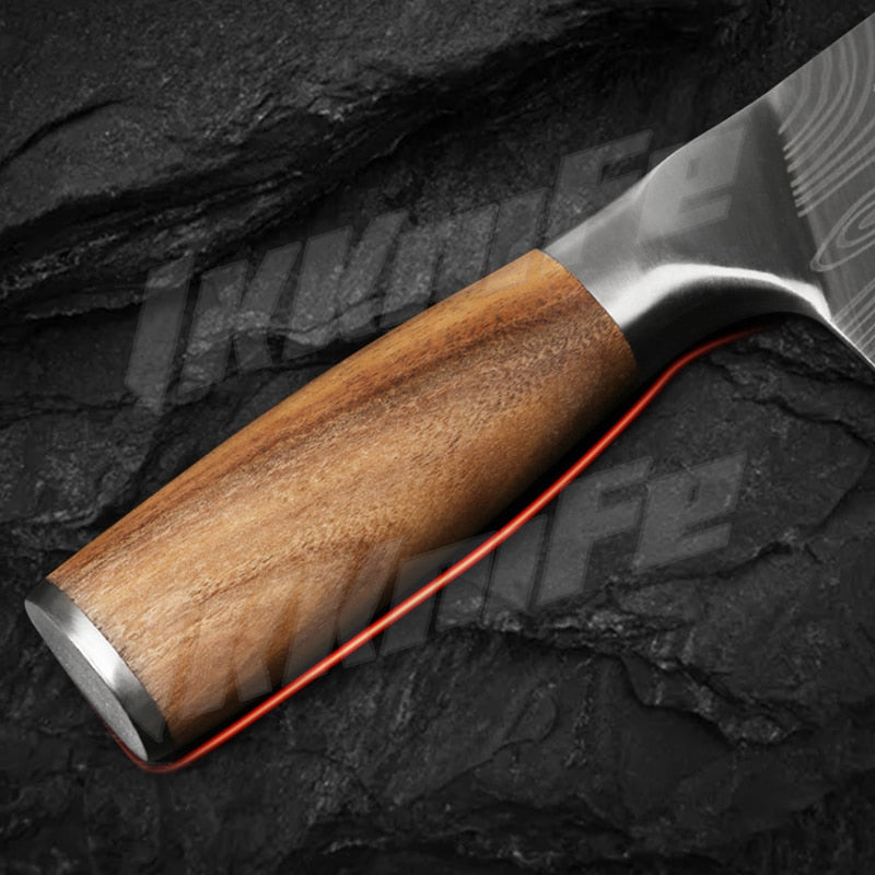 Cuchillo de cocina Damasco con patrón láser, cuchillo de carnicero, Chef chino, cuchillo para cortar y rebanar, cortador de verduras de acero inoxidable 40CR13