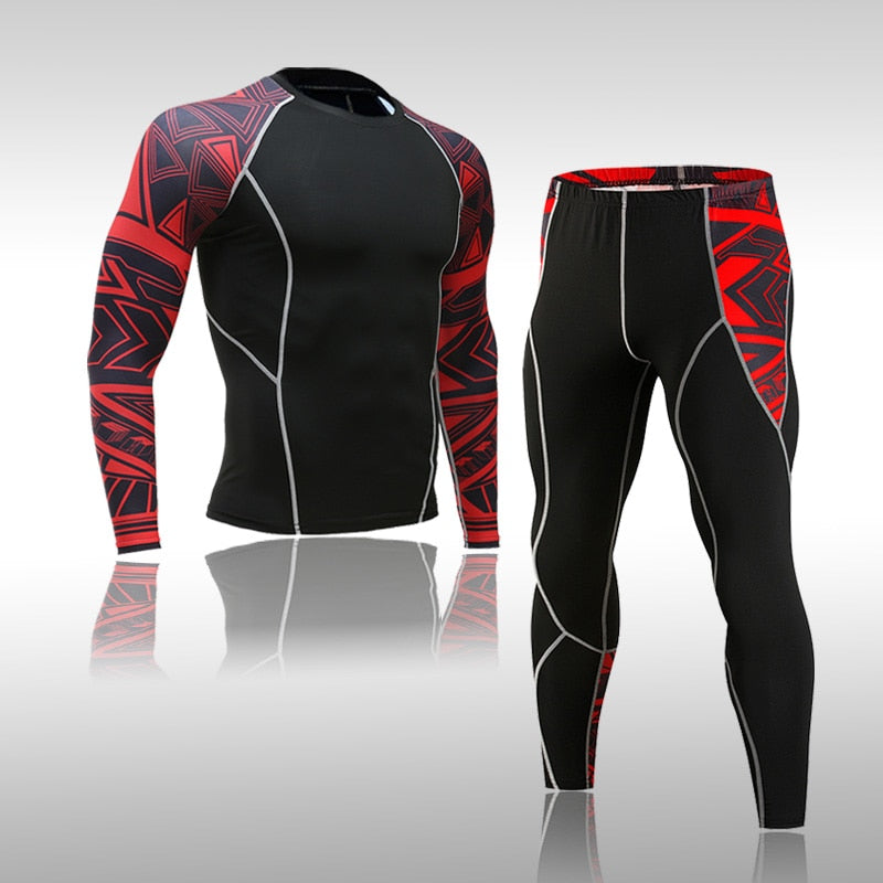 Man Compression Sports Suit Quick Drying Perspiration Fitness Training MMA Kit Rashguard Male Sportswear Jogging Running Clothes