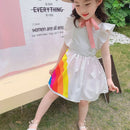 Humor Bear, novedad de verano, vestido sin mangas para niña bonita, vestido de fiesta de princesa para niño pequeño, vestido estampado con lazo en la espalda, ropa para bebé y niño