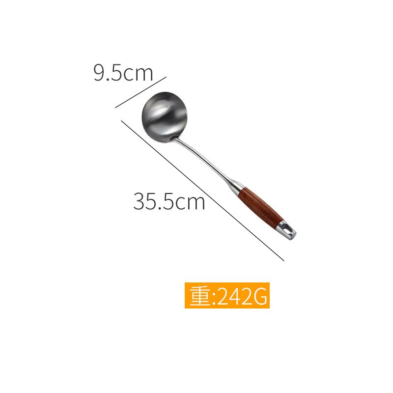 Rosewood spatula 304 stainless steel kitchenware soup spoon fishing colander household kitchen utensils frying shovel hot set