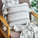 REGINA Baroco Decor Knitted Cushion Cover Gray Stripe Tassel Design Pillow Case Cotton Super Soft Sofa Car Nordic Pillow Cover