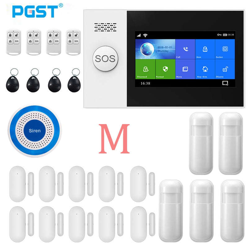 PGST Wireless Home WIFI GSM Sistema de alarma de seguridad Antirrobo Seguridad para el hogar con sensor de movimiento PIR Detector Sistema de alarma antirrobo