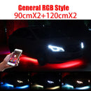 Niscarda 4PCS 12V IP65 App Control RGB LED Strip Under Car 60 90 120cm Tube Underglow Underbody System Neon Light