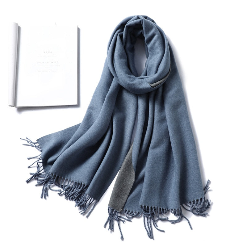 Winter-Kaschmir-Schal-Frauen-dicke warme Tücher wickelt Dame feste Schal-Art- und Weisequasten-Pashmina-Decke-Qualitäts-Foulard 2022 neu ein