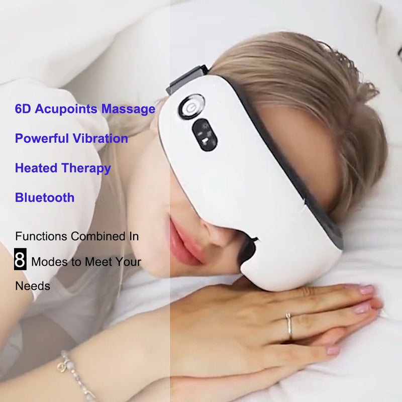 Augenmassagegerät mit Wärme und Vibration, Kompressions-Bluetooth-Musiktempel, elektrisches Augenmassagegerät zum Entspannen und Lindern von Augenbelastungen