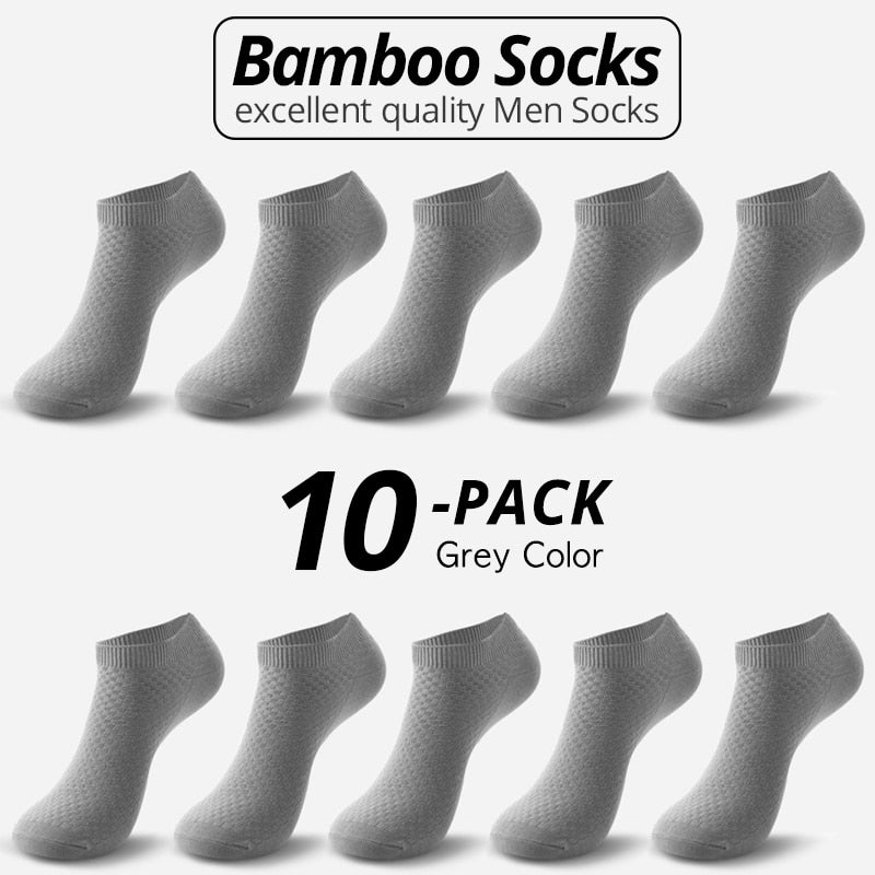 10 Pairs Bamboo Fiber Men Socks Short Ankle Business Black Male Meias Socks Summer Breathable Men Dress Shoes Clothes Size 38-44