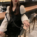 Vintage Mini Dress Lolita Women 2021 Autumn Lace Bow Velvet Evening Party Dress Female Y2k Casual Kawaii One Piece Dress Korean